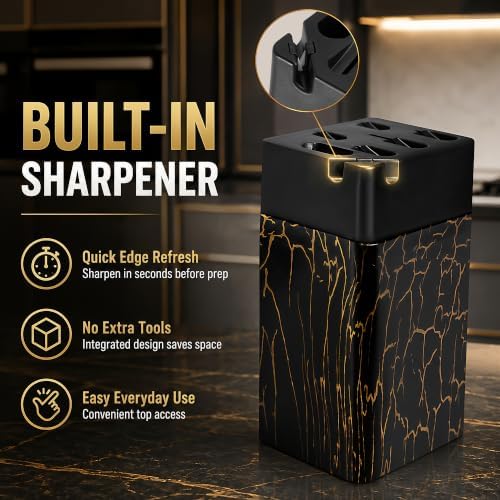 8 Pieces Kitchen Knife Block Sets, Dishwasher Safe, Black