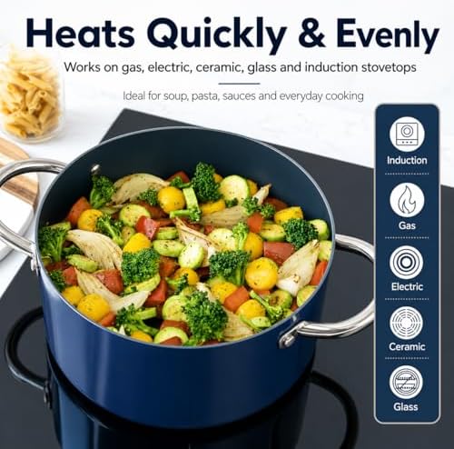MICHELANGELO 6 Qt Ceramic Nonstick Stock Pot with Lid, Induction Ready