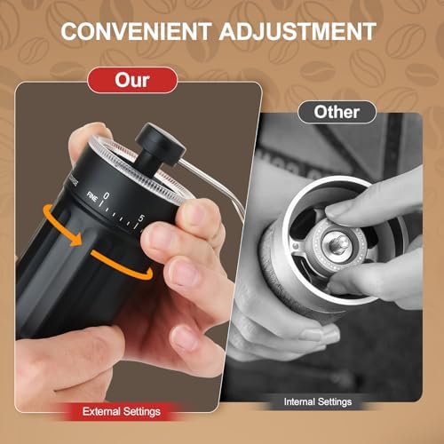 Mini Manual Coffee Grinder with Ceramic Conical Burr, Black