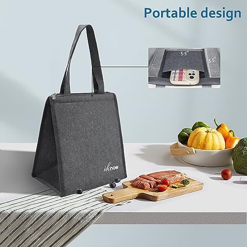 iknoe 9L Insulated Lunch Bag for Men & Women, Leak-Resistant Plaingrey