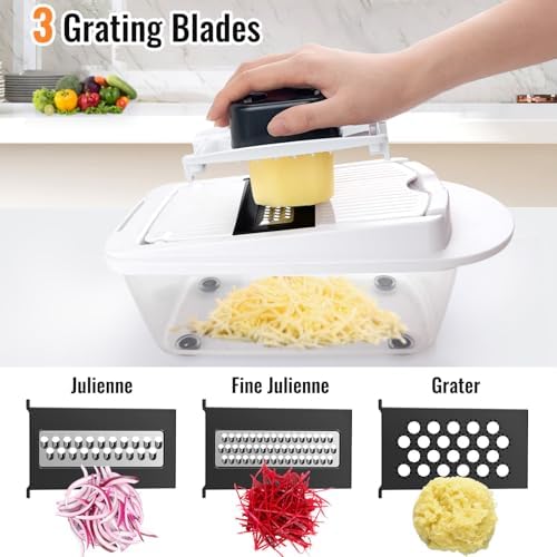 Ukeetap 8-Blade Cook Tool & Gadget Sets, Chopper Slicer Grater Set, White