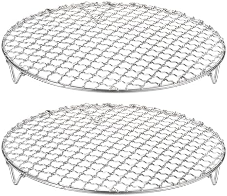 HARFINGTON 2pcs Round Cooking Rack 9.4-inch 201 Stainless Steel Cross Wire Barbecue Grill Net with 20mm Legs for Cooking Baking Steaming BBQ