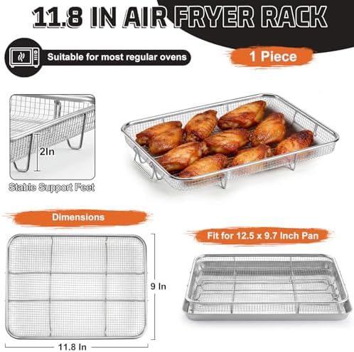 P&P CHEF 11.8 Inch Air Fryer Basket for Oven, Air Fryer Rack, 1 Piece