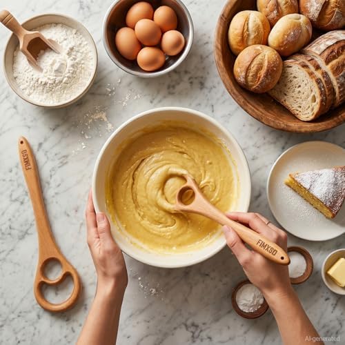 2 Pack Wooden Danish Dough Whisk, 12.6" Handcrafted Dutch Bread Whisk, Seamless & Easy to Clean Sourdough Whisk for Pizza, Batter & Professional Baking