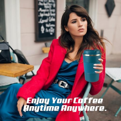 Vacuum Insulated Stainless Steel Travel Coffee Mug,Leak Proof Cup with Lid