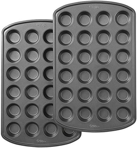 Wilton Perfect Results Premium Set of 2 Non-Stick Mini Muffin Pans, 24-Cup Cupcake Pans, Steel