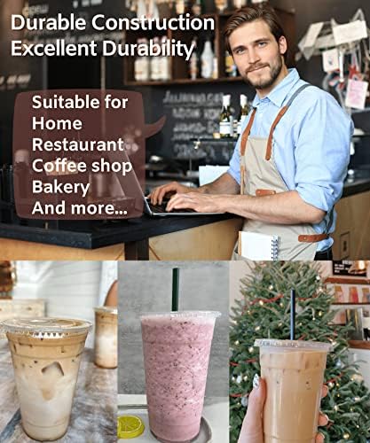 Cappatua 32 oz Clear Plastic Cups with Lids and STRAWS, Disposable Drinking Cups for Cold Drinks, Iced Coffee, Milkshakes, Smoothies, 25 Sets