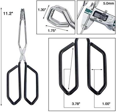 MSY BIGSUNNY Scissor Tongs Heavy Duty Cooking Tongs with Soft Handles (Stainless Steel, black 11")