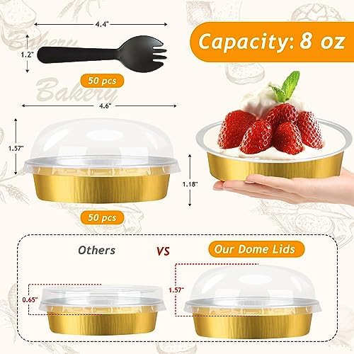LNYZQUS 8oz Mini Pie Tins with Lids 50 Pack, 4 Inch Individual Cake Pans