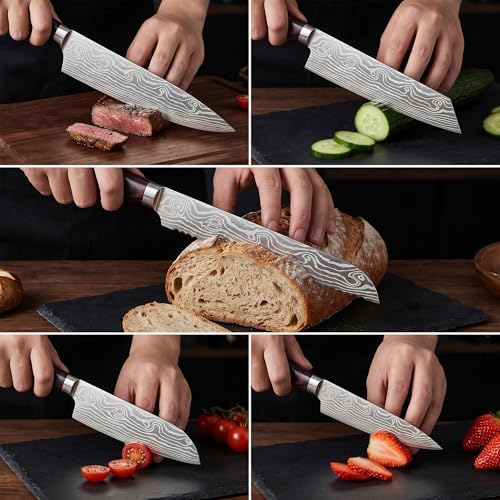 Japanese Knife Set, 5 Piece Kitchen Knives with Sheaths