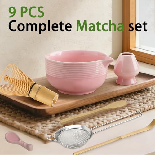 Matcha Whisk Set, 9 pcs Ceramic Matcha Set, Gifts for Women