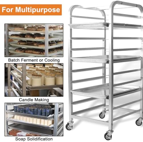 lopeztek 10-Tier Quarter & Half Sheet Pan Rack with Wheels for Home Use