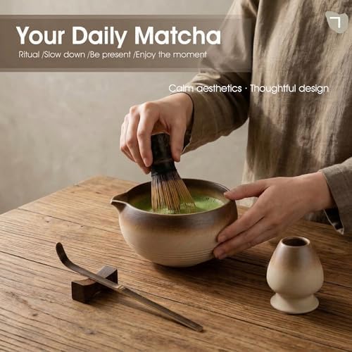 Matcha Set, 5-Piece Matcha Whisk Set with Bowl & 100-Prong Whisk