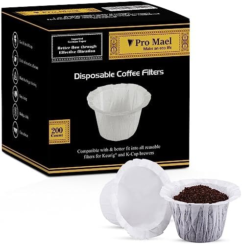 Pro Mael 200 Disposable K Cup Paper Filters for Keurig 1.0&2.0, White