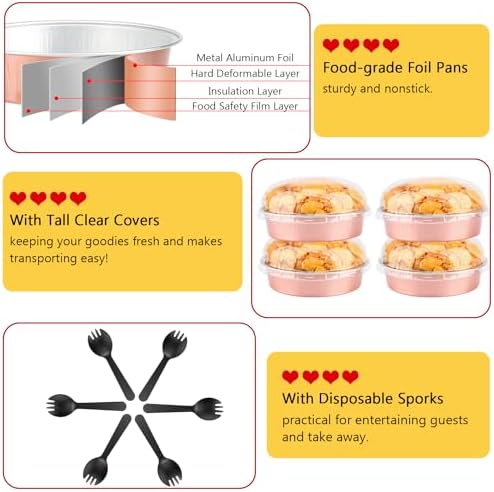 LNYZQUS 8oz Mini Pie Tins with Lids 50 Pack, 4 Inch Individual Cake Pans