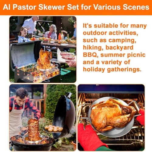 Al Pastor Skewer for Grill, 10 Inch Gyro Pan with Fat Separator