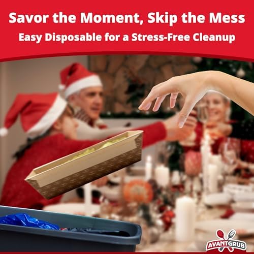 Chef-Grade 1Lb Paper Loaf Pans w/Lids 50Pk. Elegant Disposable, Bakeable Kraft Pan Supplies for Baking Bread, Small Meatloaf, Bundt Cake Sweets for Holiday Gifts, Bake Sales or Fundraiser.