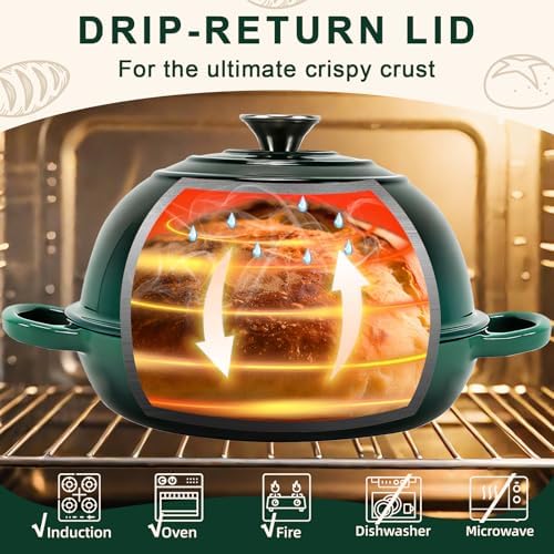 AHJ 6QT Enameled Cast Iron Dutch Oven for Sourdough Bread Baking