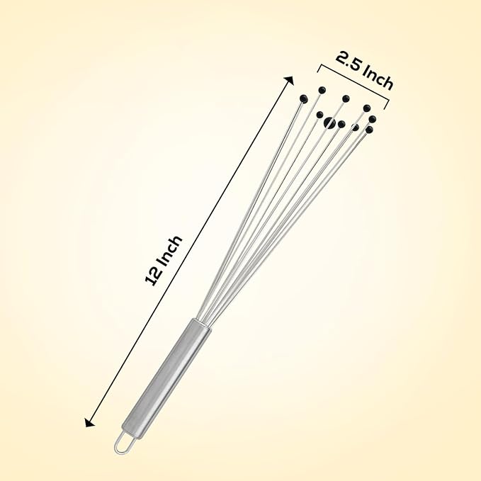 Mrs. Anderson's Baking Nonstick Ball Whisk, Stainless Steel With Silicone Tips, Flexible Wire Design For Whisking Eggs, Sauces, Dressings, And Desserts