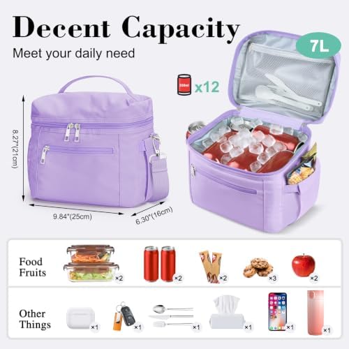 DALINDA Insulated Lunch Box Women Men Leak-Proof Cooler Lunch Bag