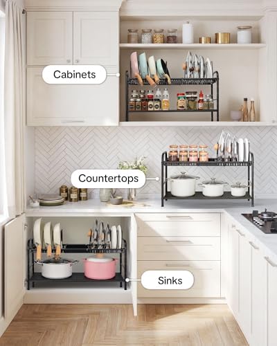 HULISEN Pots and Pans Organizer Under Cabinet, 2-Tier Expandable Pot Rack
