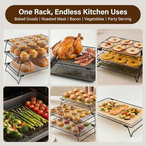 Cooling Racks for Cooking and Baking, 3-Tier Heavy-Duty Wire Cooling Rack