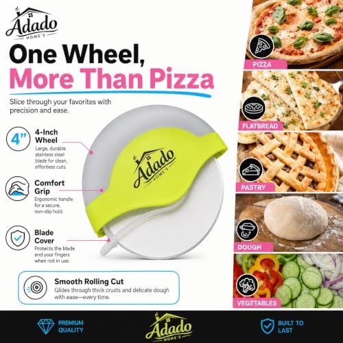 Pizza Cutter Wheel and Pizza Slice Server Combo Set, Stainless Steel with Ergonomic Non-Slip Handle Pizza Spatula, Pie & Cake Server, Dishwasher Safe, Kitchen Tools and Gadgets, Kitchen Essentials