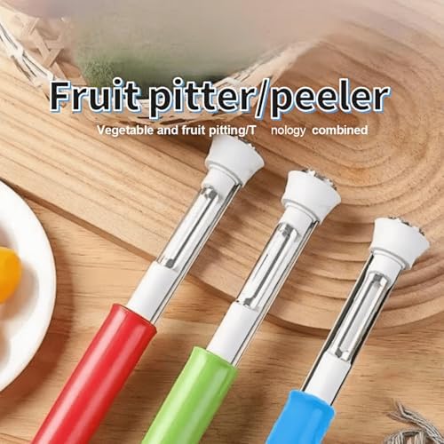 2 in 1 Stainless Steel Apple Corer Peeler Kitchen Gadget (Blue)