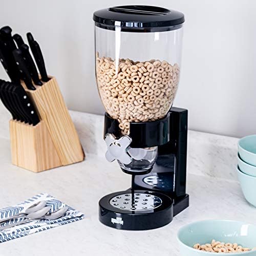 Honey-Can-Do Dry Food Dispenser, Single Control, Black/Chrome