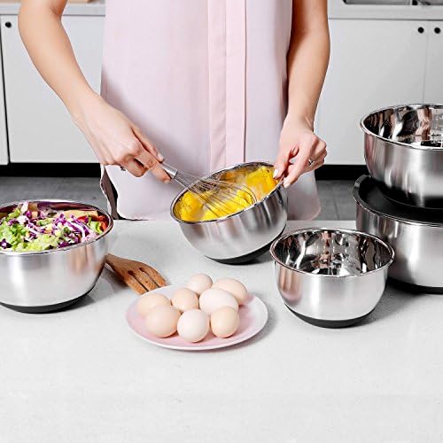 Wildone Mixing Bowls with Lids Set, Stainless Steel Mixing Bowls Set of 5