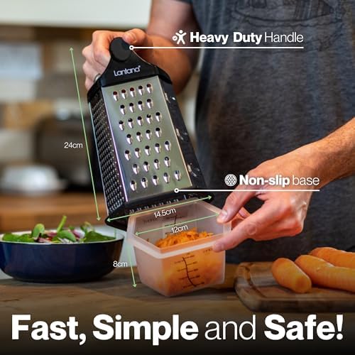 Lantana Cheese Grater with Container, Handheld Shredder, Zester (6 in 1)