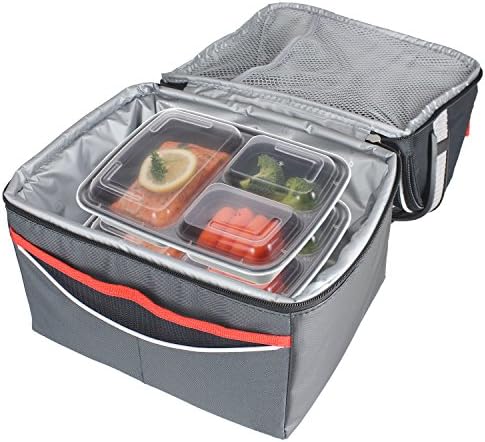 Freshware Meal Prep Containers [21 Pack] 3 Compartment with Lids, Food Storage Containers, Bento Box, Stackable, Microwave/Dishwasher/Freezer Safe (24 oz)