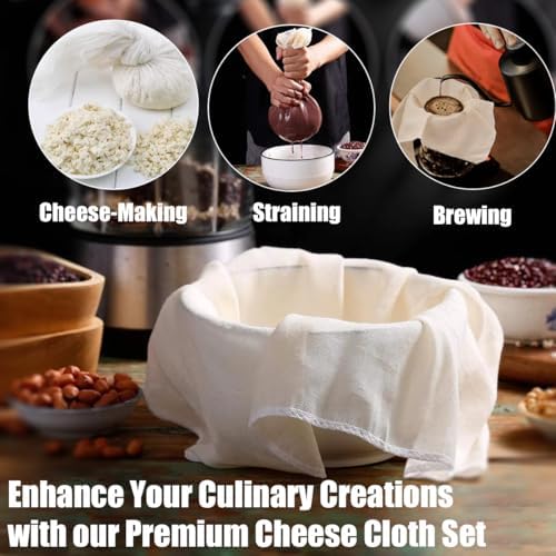 25 Pcs Cheese Cloths, SGS Tested 100% Unbleached Cotton, 20x20 Inch Grade 100 Reusable Cheese Cloth With Ultra-Fine Mesh, Reusable Muslin Cheesecloth for Straining,Juicing,Cooking Turkey, Baking