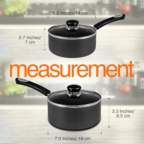 Utopia Kitchen Nonstick Saucepan Set with Lids 1 QT 2 QT Pots PFOS Free