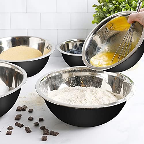 WHYSKO Stainless Steel Mixing Bowls Set, 5-Piece Meal Prep & Food Storage