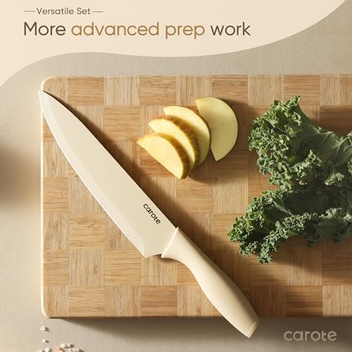 CAROTE Kitchen Knife Set, 6 Color-Coded Knives and 6 Blade Guards, 12-Piece