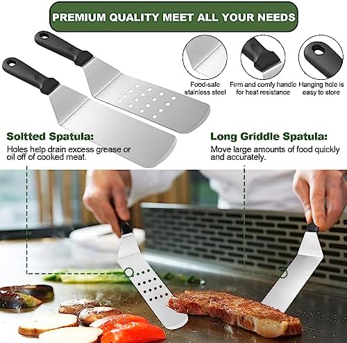 EWFEN 35PCS Griddle Accessories Kit, Flat Top Grill Accessories Set for Blackstone and Camp Chef, Grill Spatula Set with Enlarged Spatulas, Basting Cover, Scraper for Outdoor Barbecue