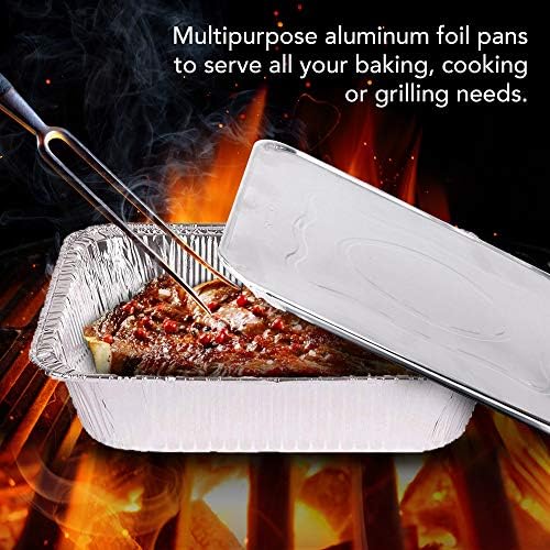 Stock Your Home Foil Pans with Lids - 9x13 Aluminum Pans with Covers - 20 Foil Pans and 20 Foil Lids - Disposable Food Containers Great for Baking, Cooking, Heating, Storing, Prepping Food Silver