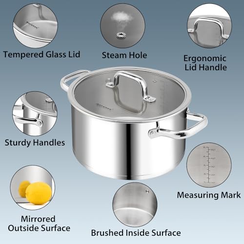 Rorence Stainless Steel Stock Pot, 6-Quart