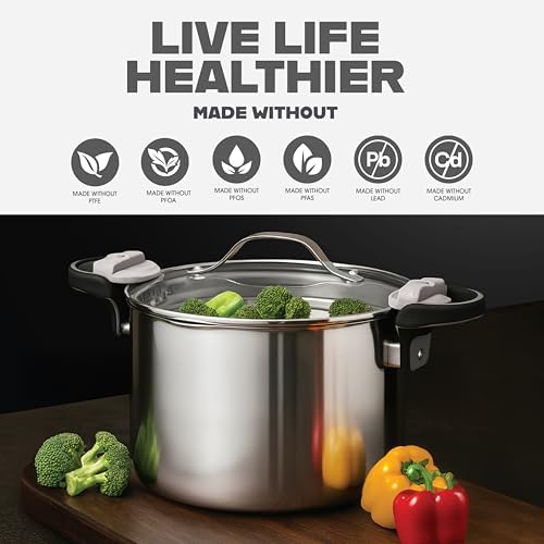 GOTHAM STEEL 8 Qt Stainless Steel Stock Pot Multipurpose Pasta Pot
