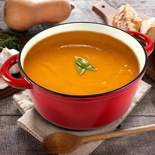 5 QT Enameled Cast Iron Dutch Oven with Lid for Stews and Roasts