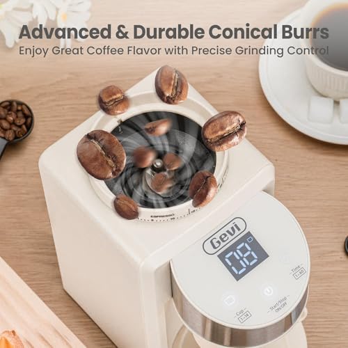Gevi Burr Grinder,35 Grind Espresso Drip French Press,Anti-Static Beige