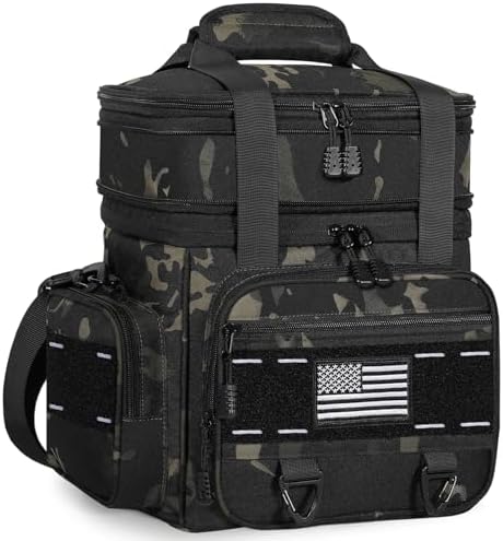 TENKIST Tactical Lunch Box Men Double Deck Cooler Bag 15L Black Camo