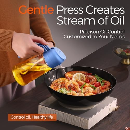 YARRAMATE 16 oz 2-in-1 Glass Olive Oil Sprayer for Cooking, SkyBlue