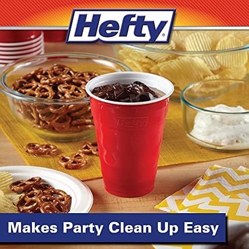 Hefty Party On Disposable Party Cups, Red, 18oz, 30 Count (Pack of 12)