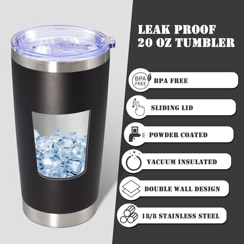 20 oz Tumbler Insulated Tumblers Stainless Steel Coffee Mug,Black 1PCS