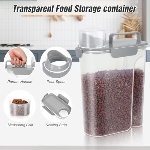 TBMax Pet Food Storage Containers 2 Pack 8-10 Lbs Airtight Dog Food Container Dispenser with Large Spout & Portable Handle, Travel Dog Treat Cat Food Storage Bin Bird Seed Container