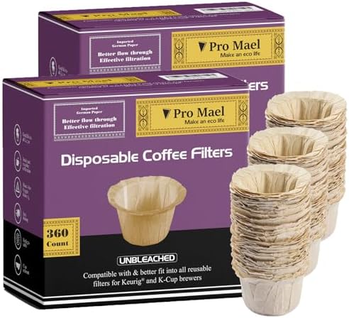 Pro Mael 720 Disposable K Cup Paper Filters for Keurig 1.0&2.0, Unbleached