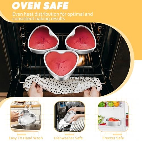 TeamFar Heart Cake Pan Set of 2, 6 Inch Stainless Steel Cake Pans