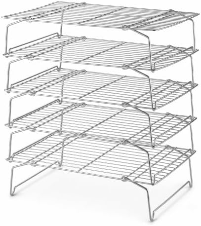 LIANYU Cooling Rack 15"x10", 5-Tier Stackable & Collapsible Cooling Racks